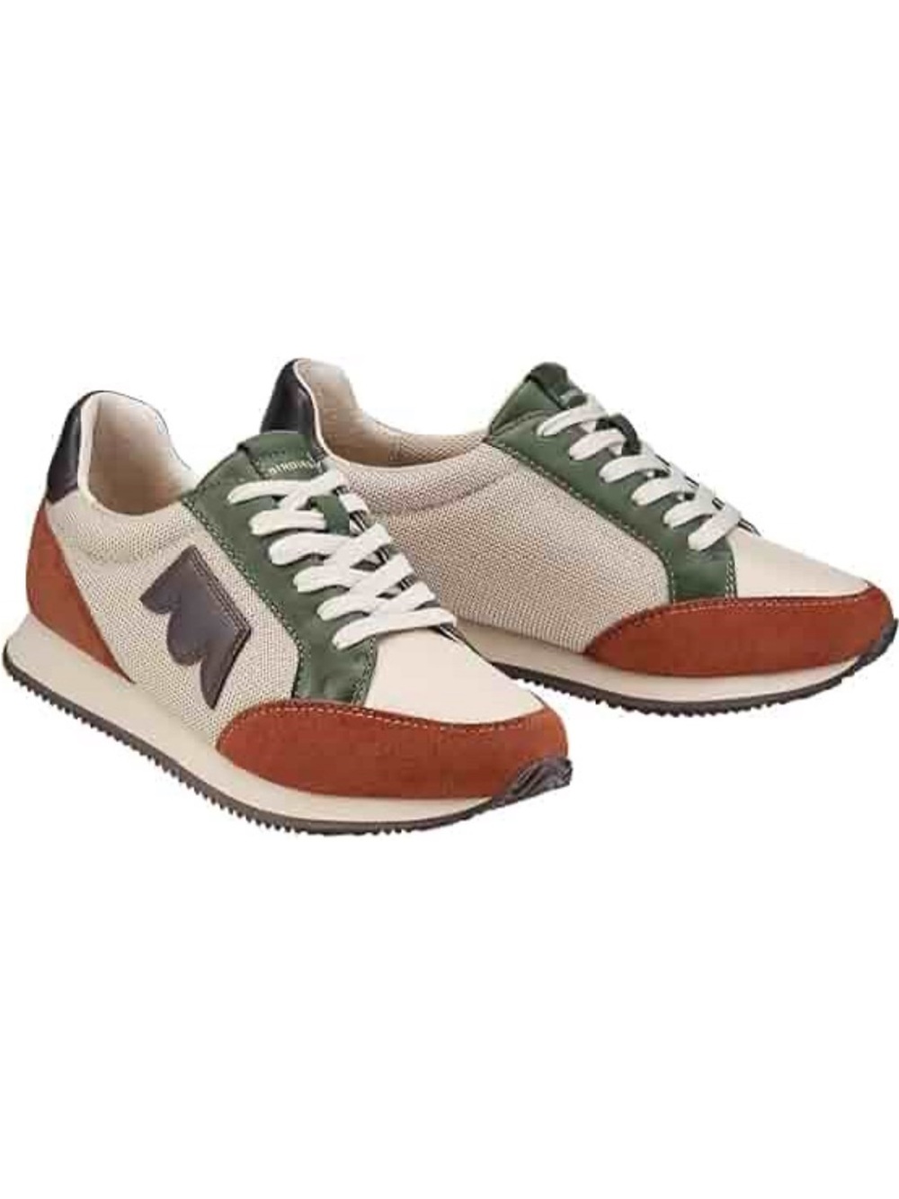Birdies roadrunner Green, beige & Brown Lace-Up Leather retro style Sneakers